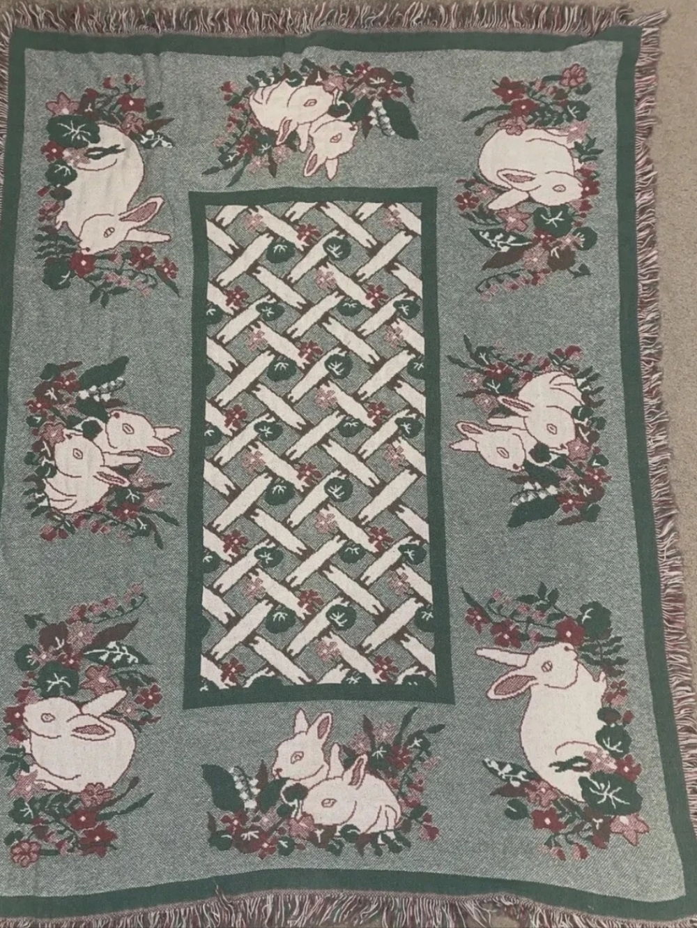 Rabbit Tapestry Woven Blanket